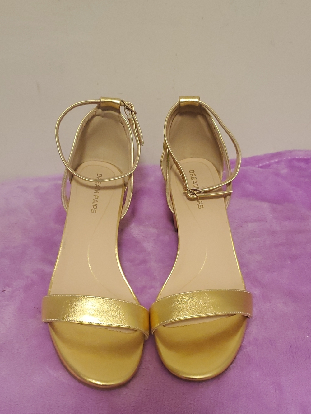 Dream Pairs Metallic Gold Ankle-Strap Heels for Women